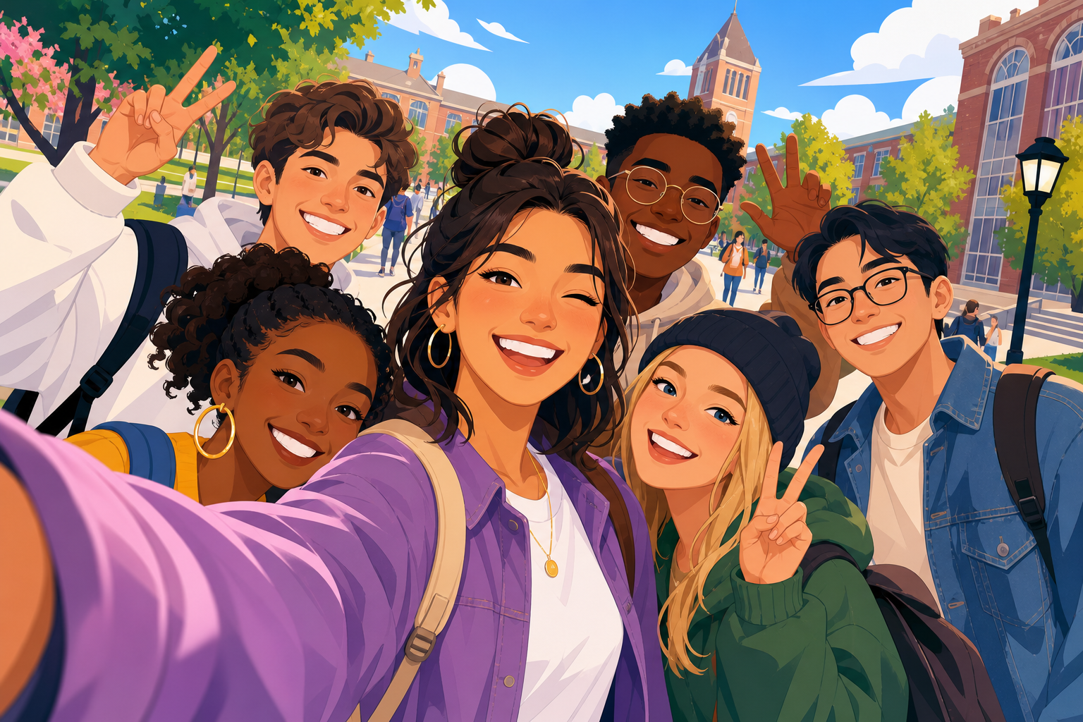 Students connecting on campus